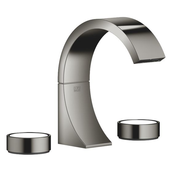Dornbracht Waschtisch-Dreilochbatterie CYO mit Ablaufgarnitur ohne Designelement Ausladung 133mm, Dark Chrome