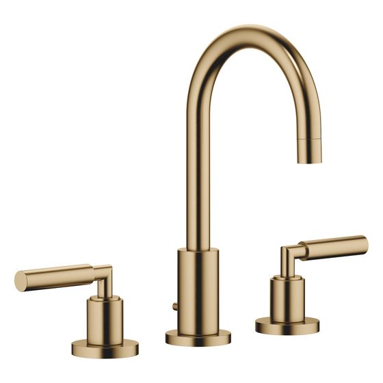 Dornbracht Waschtisch-Dreilochbatterie Tara mit Ablaufgarnitur, schwenkbar, 135mm, 7l/min, Dark Brass gebürstet, 20710882-39