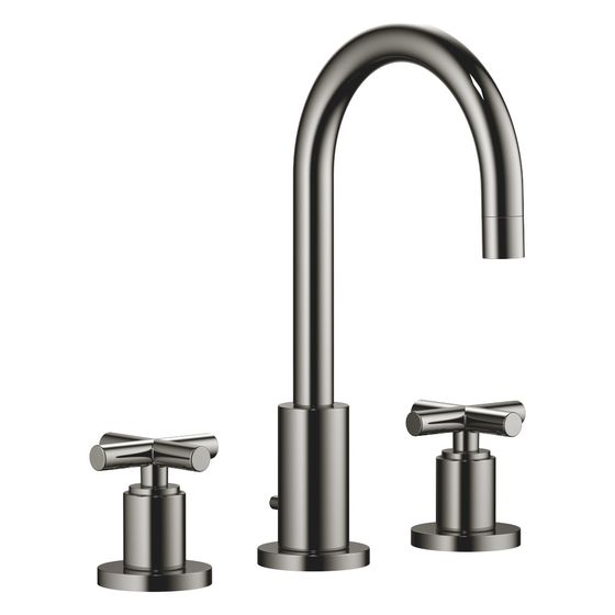 Dornbracht Waschtisch-Dreilochbatterie Tara mit Ablaufgarnitur, schwenkbar, 135mm, 7l/min, Dark Chrome, 20710892-19