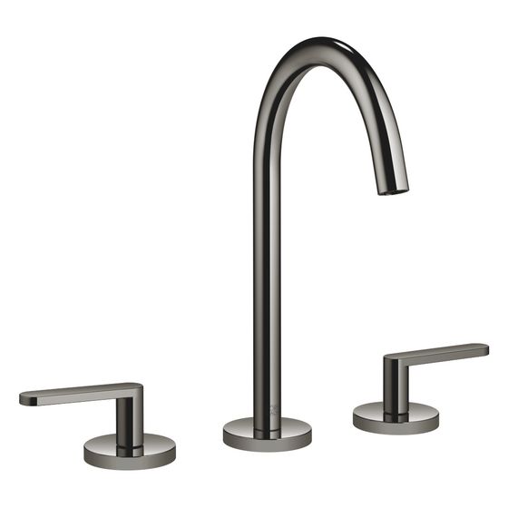Dornbracht Waschtisch-Dreilochbatterie Meta mit Ablaufgarnitur, Ausladung 168mm, schwenkbar, 5,7l/min, Dark Chrome