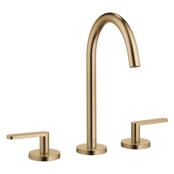 Dornbracht Waschtisch-Dreilochbatterie Meta mit Ablaufgarnitur, Ausladung 168mm, schwenkbar, 5,7l/min, Dark Brass gebürstet