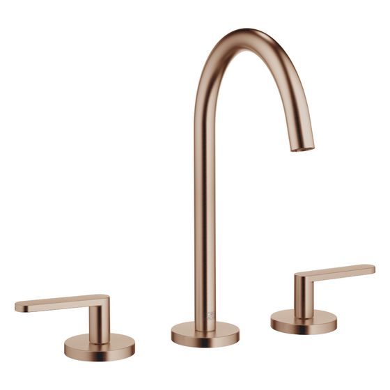 Dornbracht Waschtisch-Dreilochbatterie Meta mit Ablaufgarnitur, Ausladung 168mm, schwenkbar, 5,7l/min, Bronze gebürstet