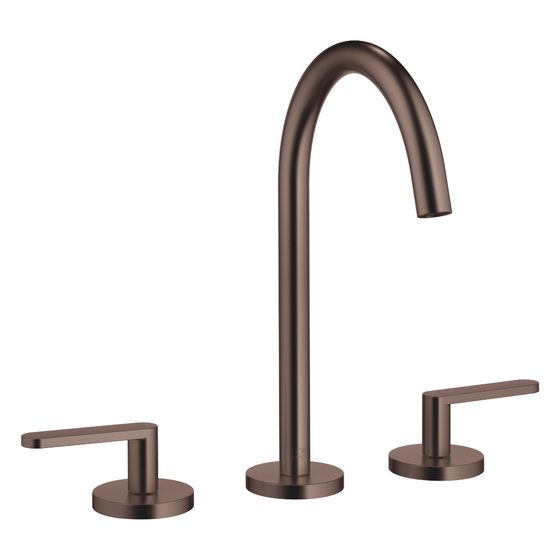 Dornbracht Waschtisch-Dreilochbatterie Meta mit Ablaufgarnitur, Ausladung 168mm, schwenkbar, 5,7l/min, Dark Bronze gebürstet