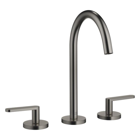Dornbracht Waschtisch-Dreilochbatterie Meta mit Ablaufgarnitur, Ausladung 168mm, schwenkbar, 5,7l/min, Dark Platinum gebürstet