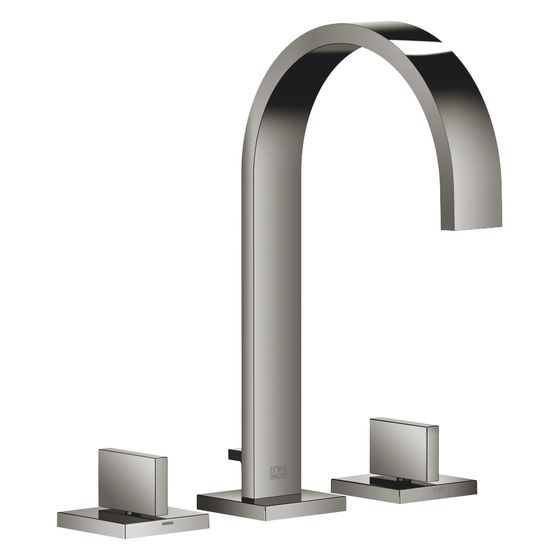 Dornbracht Waschtisch-Dreilochbatterie Mem, mit Ablaufgarnitur, Ausladung 165mm, max. 8,3l/min, Dark Chrome