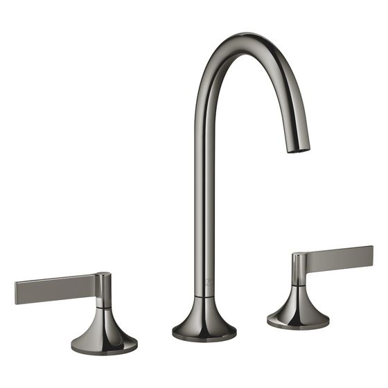 Dornbracht Waschtisch-Dreilochbatterie Vaia mit Ablaufgarnitur, 168mm, schwenkbar, 5,7l/min, Dark Chrome, 20713819-19