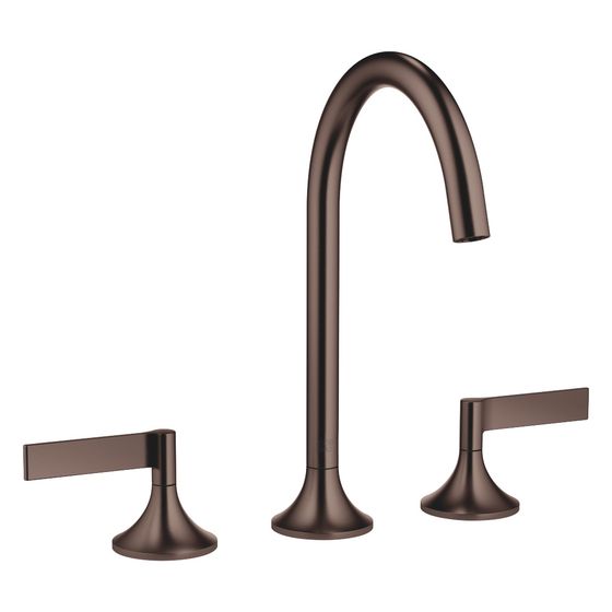 Dornbracht Waschtisch-Dreilochbatterie Vaia mit Ablaufgarnitur, 168mm, schwenkbar, 5,7l/min, Dark Bronze gebürstet, 20713819-43