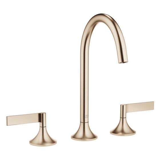 Dornbracht Waschtisch-Dreilochbatterie Vaia mit Ablaufgarnitur, 168mm, schwenkbar, 5,7l/min, Champagne gebürstet, 20713819-46