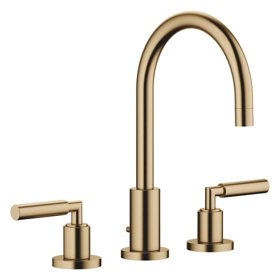 Dornbracht Waschtisch-Dreilochbatterie Tara mit Ablaufgarnitur, schwenkbar, 165mm, 7l/min, Dark Brass gebürstet, 20713882-39