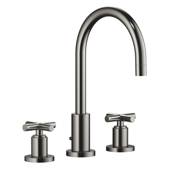 Dornbracht Waschtisch-Dreilochbatterie Tara mit Ablaufgarnitur, schwenkbar, 165mm, 7l/min, Dark Chrome, 20713892-19