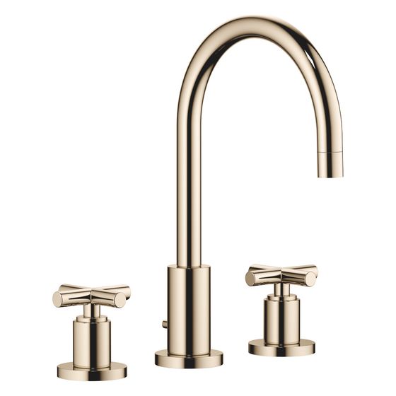 Dornbracht Waschtisch-Dreilochbatterie Tara mit Ablaufgarnitur, schwenkbar, 165mm, 7l/min, Champagne 22kt Gold, 20713892-47