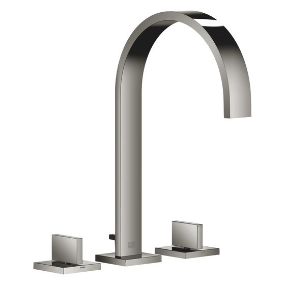Dornbracht Waschtisch-Dreilochbatterie Mem, mit Ablaufgarnitur, Ausladung 200mm, max. 8,3l/min, Dark Chrome