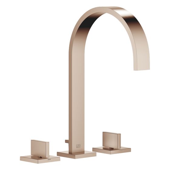 Dornbracht Waschtisch-Dreilochbatterie Mem, mit Ablaufgarnitur, Ausladung 200mm, max. 8,3l/min, Bronze gebürstet