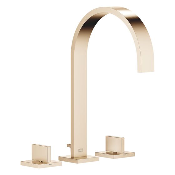 Dornbracht Waschtisch-Dreilochbatterie Mem, mit Ablaufgarnitur, Ausladung 200mm, max. 8,3l/min, Champagne gebürstet 22kt Gold
