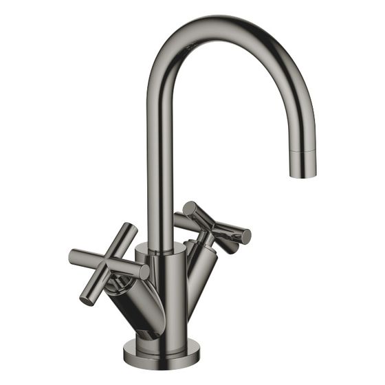 Dornbracht Waschtisch-Einlochbatterie Tara mit Ablaufgarnitur, schwenkbar, 135mm, 7l/min, Dark Chrome, 22512892-19