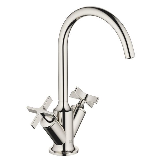 Dornbracht Waschtisch-Einlochbatterie Vaia mit Ablaufgarnitur, schwenkbar, Ausladung 167mm, 5,7l/min, Platin