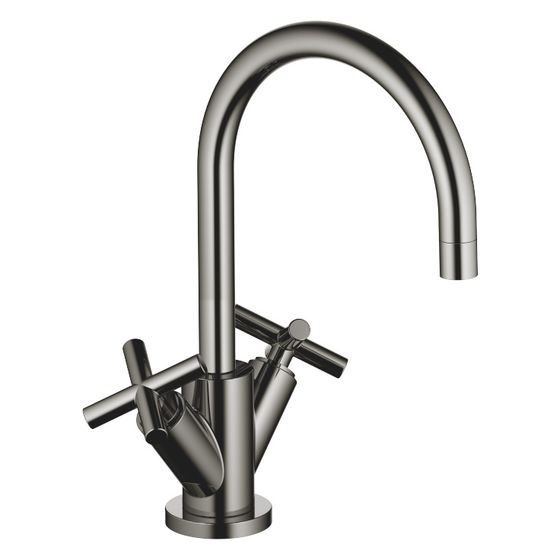Dornbracht Waschtisch-Einlochbatterie Tara mit Ablaufgarnitur, schwenkbar, 165mm, 7l/min, Dark Chrome, 22513892-19