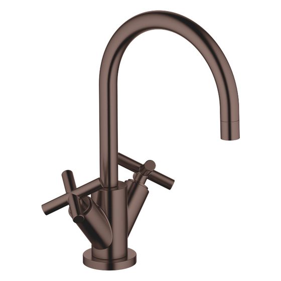 Dornbracht Waschtisch-Einlochbatterie Tara mit Ablaufgarnitur, schwenkbar, 165mm, 7l/min, Dark Bronze gebürstet, 22513892-43