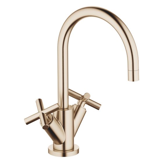 Dornbracht Waschtisch-Einlochbatterie Tara mit Ablaufgarnitur, schwenkbar, 165mm, 7l/min, Champagne geb 22kt Gold, 22513892-46