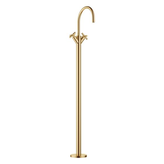 Dornbracht Waschtisch-Einlochbatterie Tara, erhöhter Standfuß, 201mm, max. 5,7l/min, Messing gebürstet 23kt Gold, 22585892-28