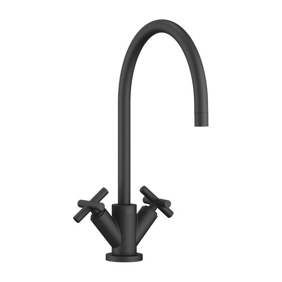 Dornbracht Einlochbatterie Tara schwenkbar, Ausladung 235mm, max. 7l/min, Schwarz matt
