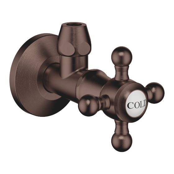 Dornbracht Eckventil Madison Rosette 60mm Porzellanplättchen Cold, Dark Bronze gebürstet PVD, 22900360-43
