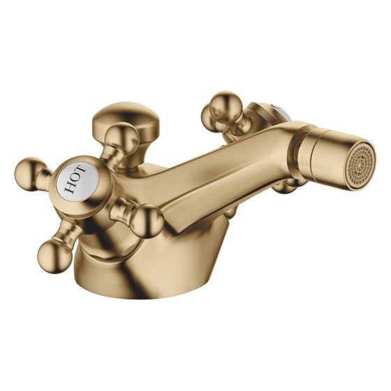 Dornbracht Bidet-Einlochbatterie Madison mit Ablaufgarnitur, Ausladung 125mm, Dark Brass gebürstet, 24510360-39