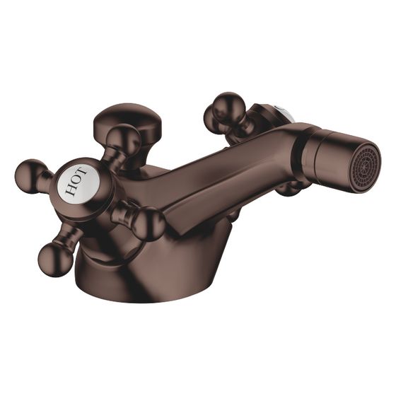 Dornbracht Bidet-Einlochbatterie Madison mit Ablaufgarnitur, Ausladung 125mm, Dark Bronze gebürstet PVD, 24510360-43