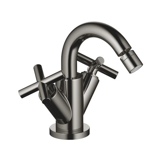 Dornbracht Bidet-Einlochbatterie Tara, mit Ablaufgarnitur, Ausladung 124mm, max. 7l/min, Dark Chrome