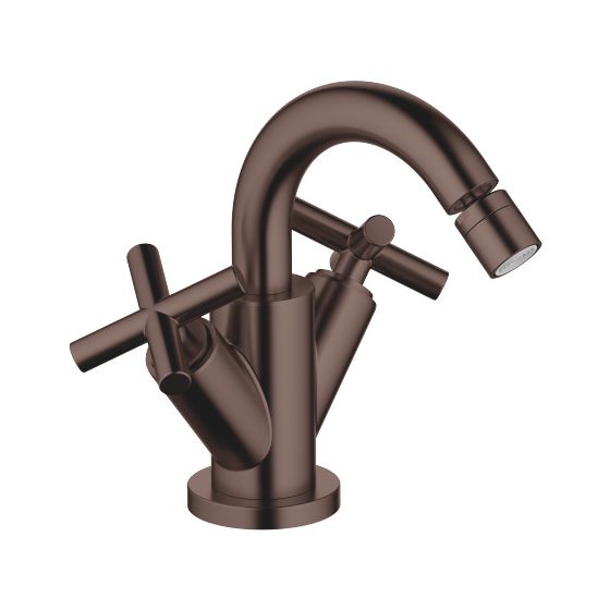 Dornbracht Bidet-Einlochbatterie Tara, mit Ablaufgarnitur, Ausladung 124mm, max. 7l/min, Dark Bronze gebürstet (PVD)