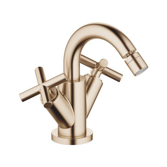 Dornbracht Bidet-Einlochbatterie Tara, mit Ablaufgarnitur, Ausladung 124mm, max. 7l/min, Champagne gebürstet 22kt Gold