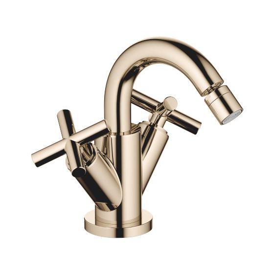 Dornbracht Bidet-Einlochbatterie Tara, mit Ablaufgarnitur, Ausladung 124mm, max. 7l/min, Champagne 22kt Gold