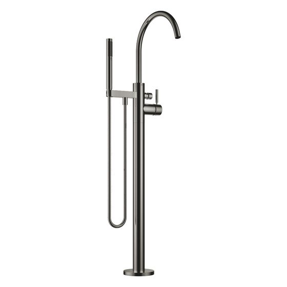 Dornbracht Wannen-Einhandbatterie Meta freistehend mit Standrohr, Schlauchbrausegarnitur, 281mm 19,5l/min, Dark Chrome