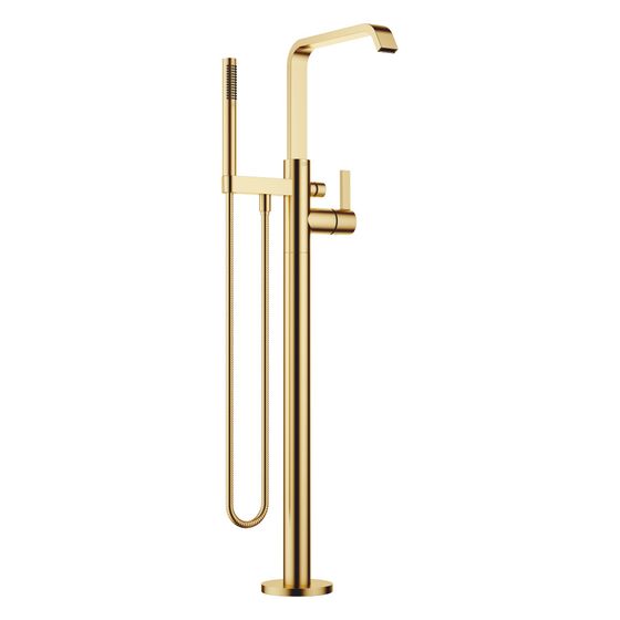 Dornbracht IMO Wannen-Einhandbatterie freistehend Standrohr Schwallauslauf 279mm, Gold gebürstet PVD