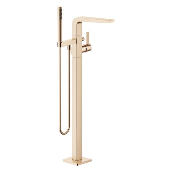 Dornbracht Wannen-Einhandbatterie CL.1 mit Standrohr und Schlauchbrausegarnitur Ausladung 238mm, Champagne gebürstet 22kt Gold