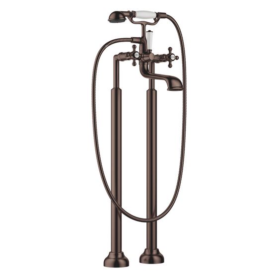 Dornbracht Wannen-Zweilochbatterie Madison für freistehende Montage mit Handbrausegarnitur, 245mm, Dark Bronze gebürstet PVD