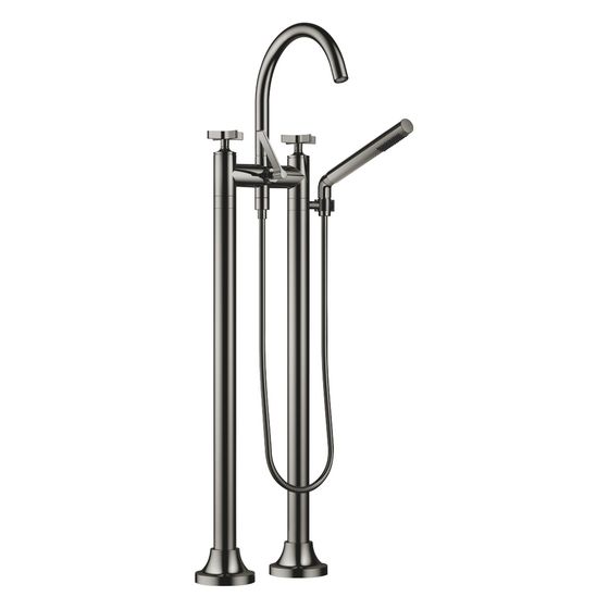 Dornbracht Wannen-Zweilochbatterie Vaia freistehend mit Handbrausegarnitur, 221mm, Dark Chrome, 25943809-19