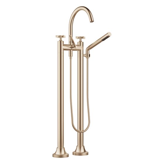 Dornbracht Wannen-Zweilochbatterie Vaia freistehend mit Handbrausegarnitur, 221mm, Champagne gebürstet 22kt Gold, 25943809-46