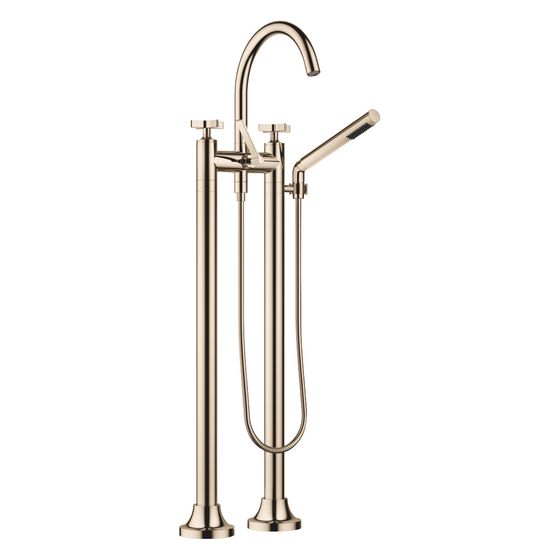 Dornbracht Wannen-Zweilochbatterie Vaia freistehend mit Handbrausegarnitur, 221mm, Champagne 22kt Gold, 25943809-47