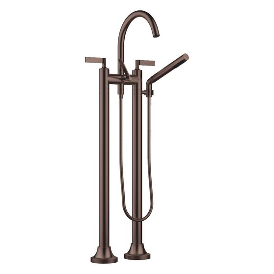 Dornbracht Wannen-Zweilochbatterie Vaia freistehend mit Handbrausegarnitur, 221mm, Dark Bronze gebürstet PVD, 25943819-43