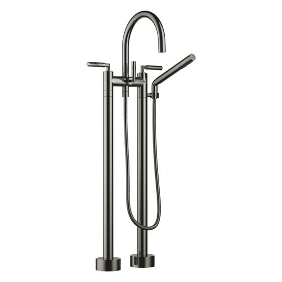 Dornbracht Wannen-Zweilochbatterie Tara, freistehend, Handbr., schwenkbar, 220mm, 22l/min, Dark Chrome, 25943882-19