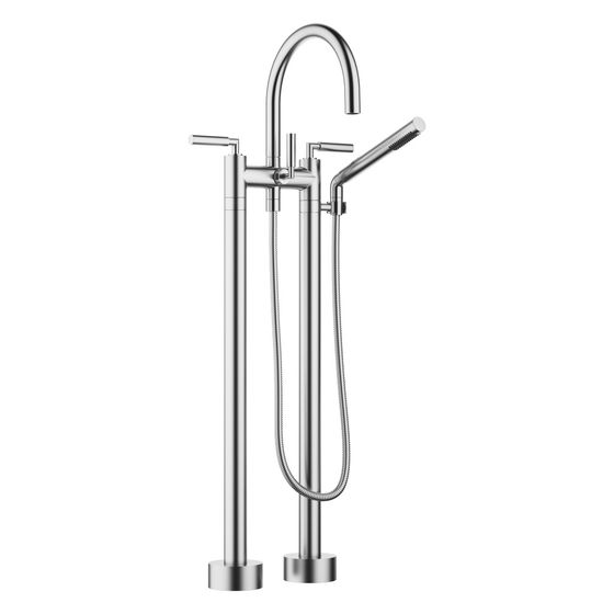 Dornbracht Wannen-Zweilochbatterie Tara, freistehend, Handbr., schwenkbar, 220mm, 22l/min, Chrom gebürstet, 25943882-93