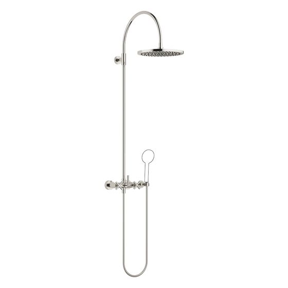 Dornbracht Shower Pipe Tara mit Brausebatterie ohne Handbrause, 420mm, Kopfbrause 300mm, 14l/min, Platin