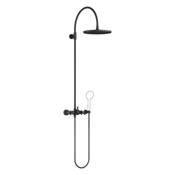 Dornbracht Shower Pipe Tara mit Brausebatterie ohne Handbrause, 420mm, Kopfbrause 300mm, 14l/min, Schwarz matt
