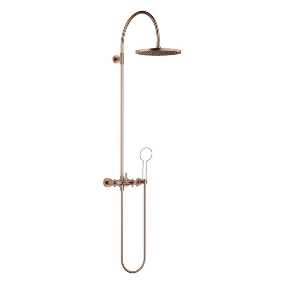 Dornbracht Shower Pipe Tara mit Brausebatterie ohne Handbrause, 420mm, Kopfbrause 300mm, 14l/min, Bronze gebürstet