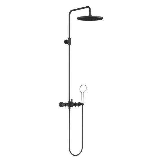 Dornbracht Shower Pipe Tara ohne Handbrause, Ausladung 420mm, Kopfbrause 300mm, max. 14l/min, Schwarz matt
