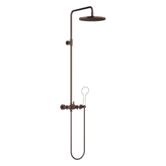Dornbracht Shower Pipe Tara ohne Handbrause, Ausladung 420mm, Kopfbrause 300mm, max. 14l/min, Dark Bronze gebürstet