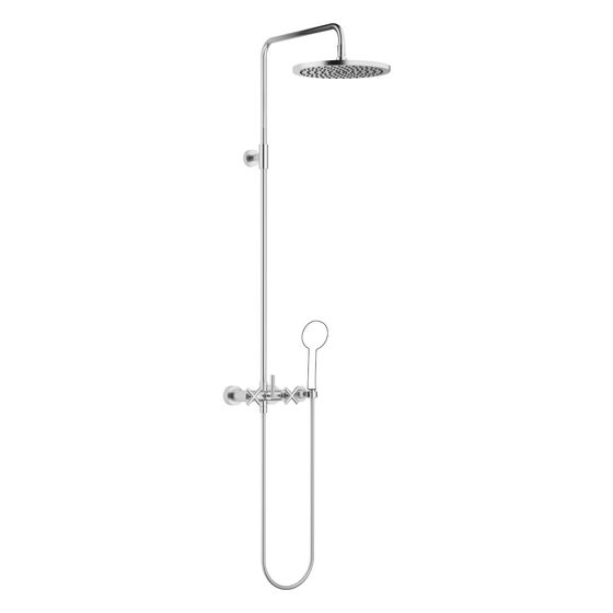 Dornbracht Shower Pipe Tara ohne Handbrause, Ausladung 420mm, Kopfbrause 300mm, max. 14l/min, Chrom gebürstet