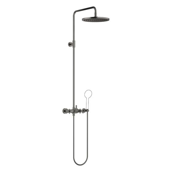 Dornbracht Shower Pipe Tara ohne Handbrause, Ausladung 420mm, Kopfbrause 300mm, max. 14l/min, Dark Platinum gebürstet