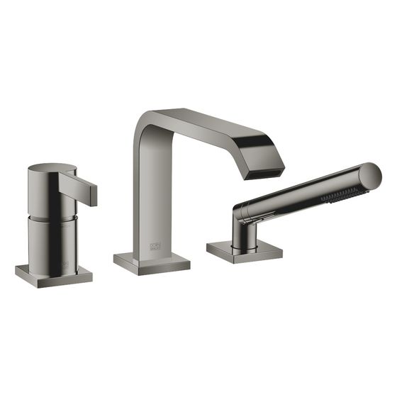 Dornbracht IMO Wannen-Dreiloch-Einhandbatterie Wannenrand Schwallauslauf 224mm, Dark Chrome